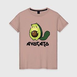 Футболка хлопковая женская Avocado - AvoCATo - Joke, цвет: пыльно-розовый