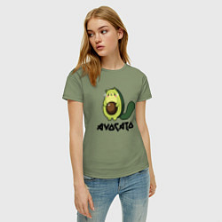 Футболка хлопковая женская Avocado - AvoCATo - Joke, цвет: авокадо — фото 2