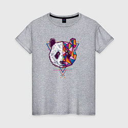Футболка хлопковая женская PANDA полигоны, цвет: меланж