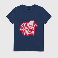 Футболка хлопковая женская Sweet Mom, цвет: тёмно-синий