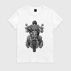 Футболка хлопковая женская Ride biker, цвет: белый