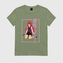 Футболка хлопковая женская Сатана на подработке - Эмилия Юстина, цвет: авокадо