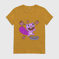 Футболка хлопковая женская Toothy trap, цвет: горчичный