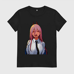 Футболка хлопковая женская Это же Пауэр - Человек бензопила, цвет: черный