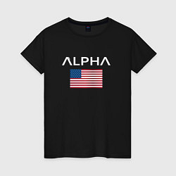 Футболка хлопковая женская Alpha USA, цвет: черный