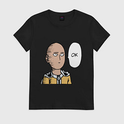 Футболка хлопковая женская Saitama - OK, цвет: черный