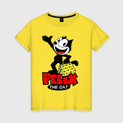 Футболка хлопковая женская Cat Felix magic bag, цвет: желтый