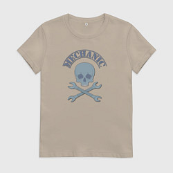 Футболка хлопковая женская Механика, цвет: миндальный