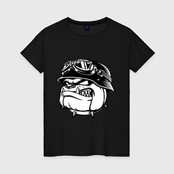 Футболка хлопковая женская Evil bulldog head, цвет: черный