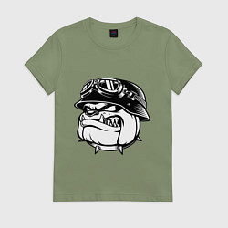 Футболка хлопковая женская Evil bulldog head, цвет: авокадо