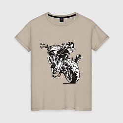 Футболка хлопковая женская Motorcycle, цвет: миндальный
