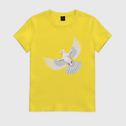 Футболка хлопковая женская Белый голубь, цвет: желтый