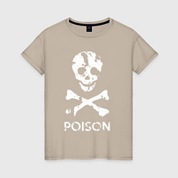 Футболка хлопковая женская Poison sign, цвет: миндальный