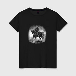 Футболка хлопковая женская Воин на коне, цвет: черный
