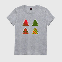 Футболка хлопковая женская Стильные новгодние ёлки, цвет: меланж
