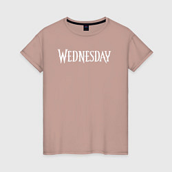 Футболка хлопковая женская Wednesday Logo, цвет: пыльно-розовый