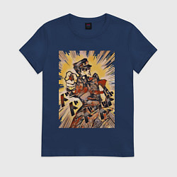 Футболка хлопковая женская Дзётаро Кудзё указывает пальцем, цвет: тёмно-синий