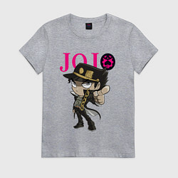 Футболка хлопковая женская Дзётаро Кудзё - character - stylization, цвет: меланж