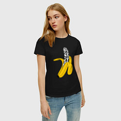 Футболка хлопковая женская Заводной банан, цвет: черный — фото 2