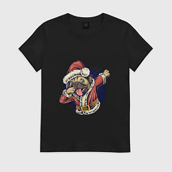 Футболка хлопковая женская New year pug, цвет: черный