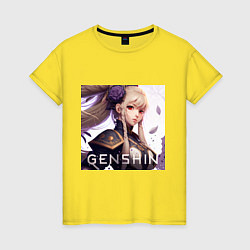 Футболка хлопковая женская Genshin Impact art, цвет: желтый