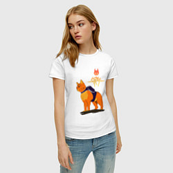 Футболка хлопковая женская Stray - cat logo, цвет: белый — фото 2