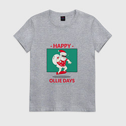 Футболка хлопковая женская Happy ollie days and happy new tricks, цвет: меланж