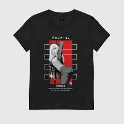 Футболка хлопковая женская Power демон, цвет: черный