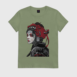 Футболка хлопковая женская Sad samurai, цвет: авокадо