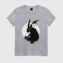 Футболка хлопковая женская Черный кролик 2023, цвет: меланж