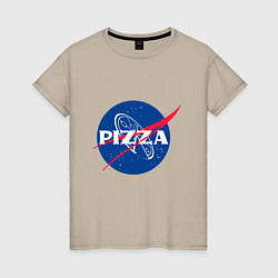 Футболка хлопковая женская Nasa - pizza, цвет: миндальный