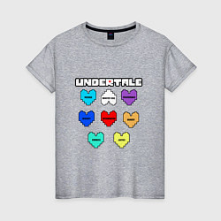 Футболка хлопковая женская Undertale - души 8 людей, цвет: меланж