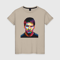 Футболка хлопковая женская Face Messi, цвет: миндальный