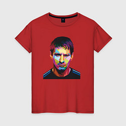Футболка хлопковая женская Face Messi, цвет: красный