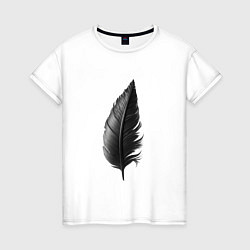 Футболка хлопковая женская Черное перо, цвет: белый