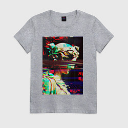 Футболка хлопковая женская Glitch pixel art, цвет: меланж