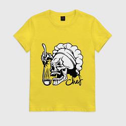 Футболка хлопковая женская Chef skull, цвет: желтый