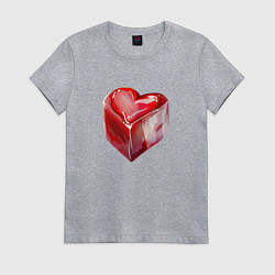Футболка хлопковая женская Большое сердце, цвет: меланж