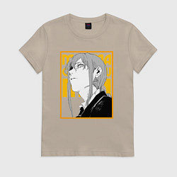 Футболка хлопковая женская Человек-бензопила - Макима, цвет: миндальный