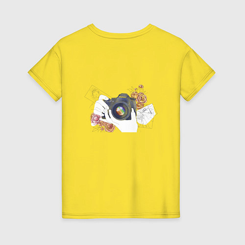 Женская футболка Пионы и фотография / Желтый – фото 2
