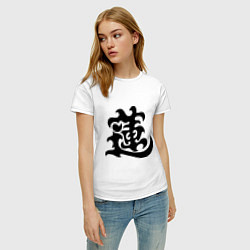 Футболка хлопковая женская Японский иероглиф - Лотос, цвет: белый — фото 2