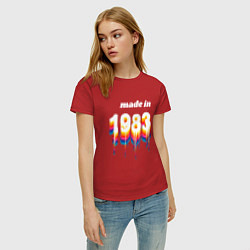 Футболка хлопковая женская Made in 1983 liquid art, цвет: красный — фото 2
