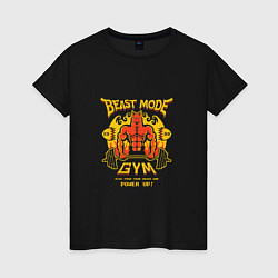 Футболка хлопковая женская Beast mode gym, цвет: черный
