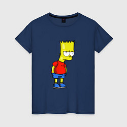 Футболка хлопковая женская Недовольный Барт, цвет: тёмно-синий