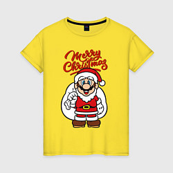 Футболка хлопковая женская Christmas Mario, цвет: желтый