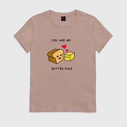 Футболка хлопковая женская Масло и хлебушек, цвет: пыльно-розовый