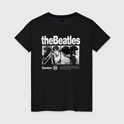 Футболка хлопковая женская The Beatles rock, цвет: черный