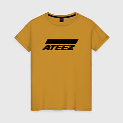 Футболка хлопковая женская Ateez big logo, цвет: горчичный