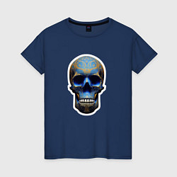 Футболка хлопковая женская Синий череп, цвет: тёмно-синий