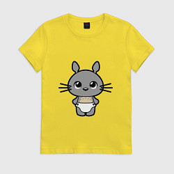 Футболка хлопковая женская Baby Totoro, цвет: желтый